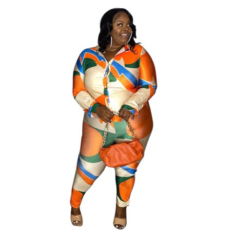 Daily Street Streetwear Color Block Spandex Polyester Pants Sets Plus Size Two-piece Sets