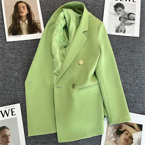 Women's Coat Long Sleeve Blazers Button Vacation Solid Color