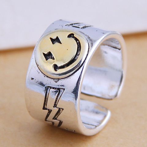 Fahsion Jewelry Fashion Retro Smiley Exaggerated Open Ring Wholesale