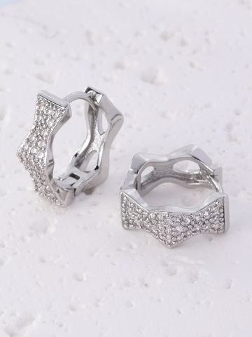 1 Pair Luxurious Solid Color Plating Inlay Metal Brass Artificial Diamond Zircon Gold Plated Earrings