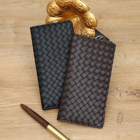 Men's Solid Color Pu Leather Open Long Wallets