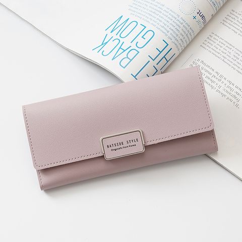 Women's Solid Color Pu Leather Lock Clasp Wallets