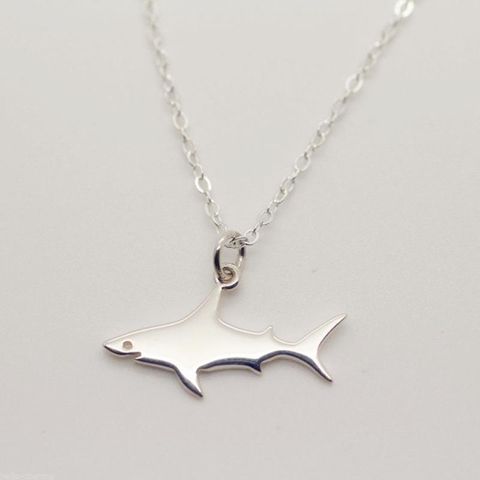 European And American Popular Gold And Silver Great White Shark Alloy Necklace Nhcu153011