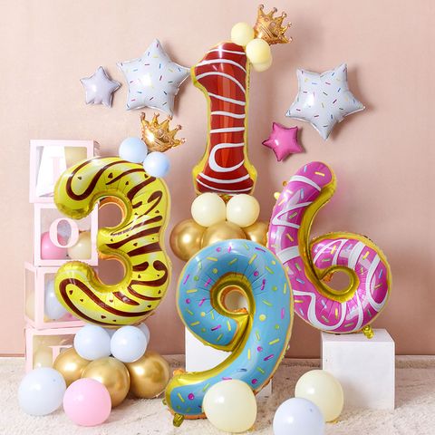 New Digital Donut Birthday Party 32 Inch Ice Cream Aluminum Foil Digital Balloon