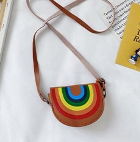 Girl's Mini Pu Leather Cartoon Cute Semicircle Zipper Crossbody Bag