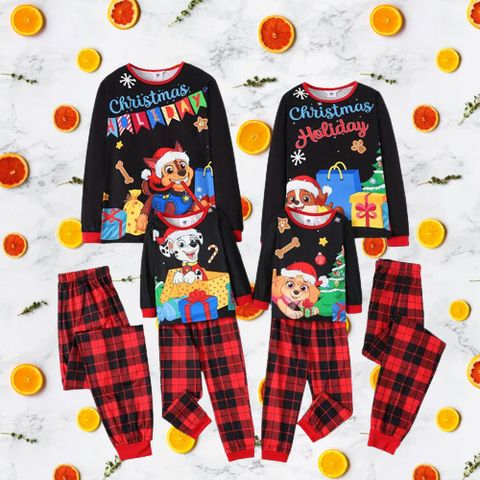 Fashion Animal Cartoon Stripe Soft Treatment Polyester Pants Sets Straight Pants Parent-child Outfit Family Matching Outfits
