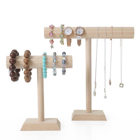 Simple Style Geometric Solid Wood Jewelry Rack