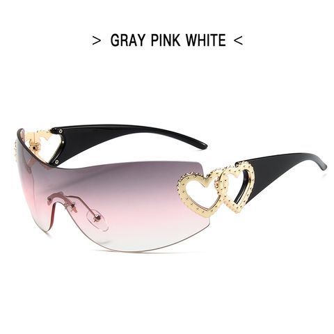 Y2k Hip-hop Punk Color Block Ac Special-shaped Mirror Frameless Women's Sunglasses