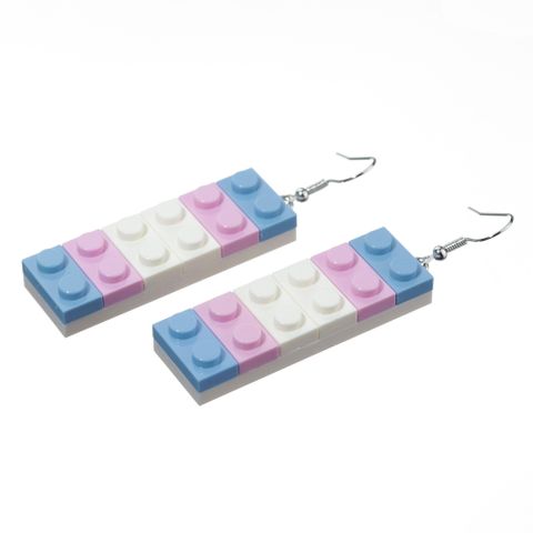1 Pair Retro Novelty Colorful Building Blocks Resin Drop Earrings