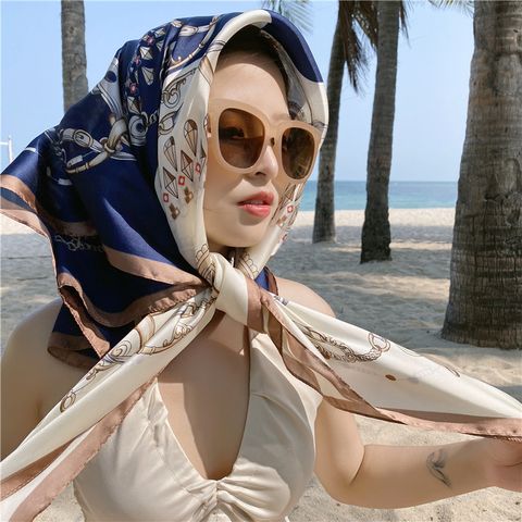 Shanghai Story Spring Artificial Silk Women's Satin Scarf Printed All-matching Scarf 90 Large Kerchief Mother's Day Gift