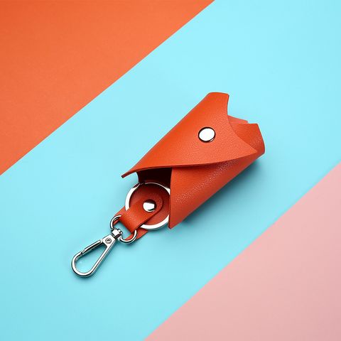 Vintage Style Solid Color Pu Leather Unisex Bag Pendant Keychain