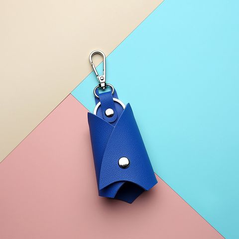 Vintage Style Solid Color Pu Leather Unisex Bag Pendant Keychain