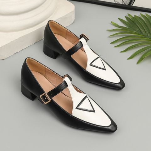 Women's Vintage Style Color Block Point Toe High Heel Sandals