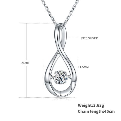 Sterling Silver Elegant Infinity GRA Inlay Moissanite Pendant Necklace
