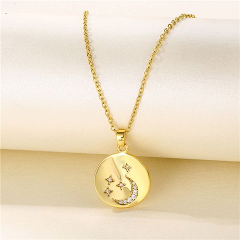 Simple Style Heart Shape Key Stainless Steel Titanium Steel Plating Inlay Zircon 18k Gold Plated Gold Plated Pendant Necklace