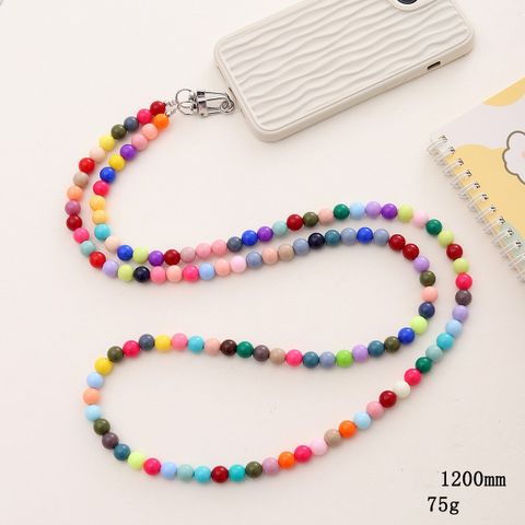 Sweet Heart Shape Flower Arylic Beaded Stoving Varnish Chain Mobile Phone Chain