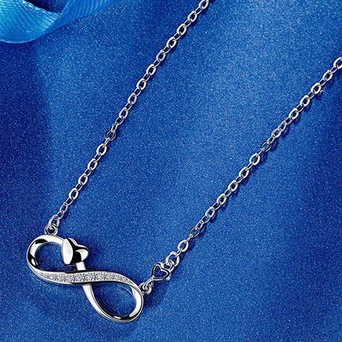 Sterling Silver Simple Style Classic Style Inlay Infinity Zircon Pendant Necklace