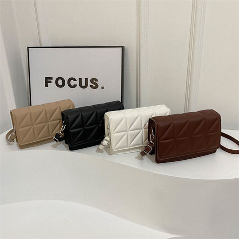 Women's Small Pu Leather Solid Color Vintage Style Classic Style Square Flip Cover Crossbody Bag