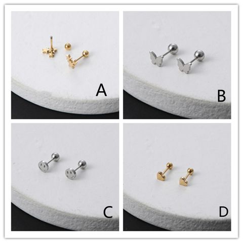 1 Piece Ear Cartilage Rings & Studs Simple Style Star Smiley Face 304 Stainless Steel