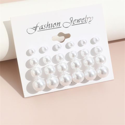 1 Set Simple Style Classic Style Round Imitation Pearl Ear Studs