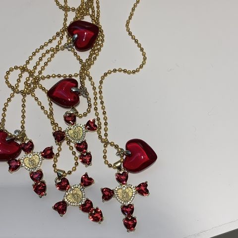 Casual Cross Heart Shape Artificial Crystal Copper Zircon Women's Pendant Necklace