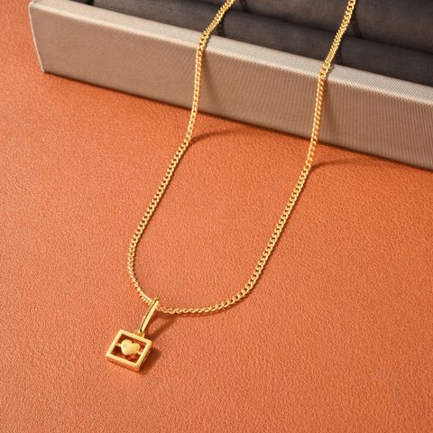 Brass Casual Simple Style Plating Heart Shape Pendant Necklace