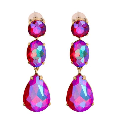 Nihaojewelry Fashion Drop-shaped Colorful Diamond Earrings Wholesale Jewelry