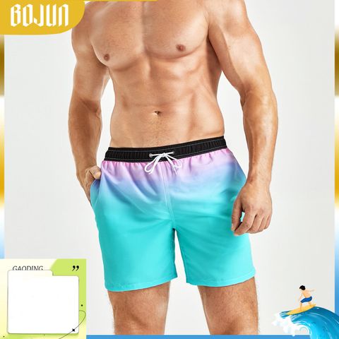 Hombres Raya Degradado De Color Color Sólido Estilo Simple Ajuste Regular Pantalones De Hombre