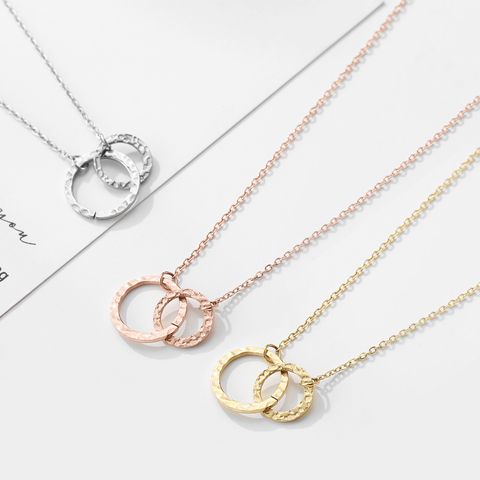Fashion Geometric Double Circle Stainless Steel Women's Necklace Clavicle Chain