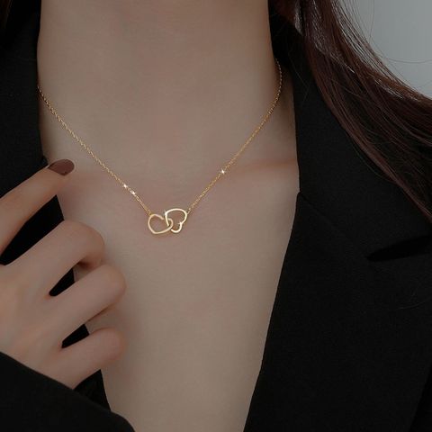 Edelstahl 304 18 Karat Vergoldet Einfacher Stil Überzug Herz Halskette