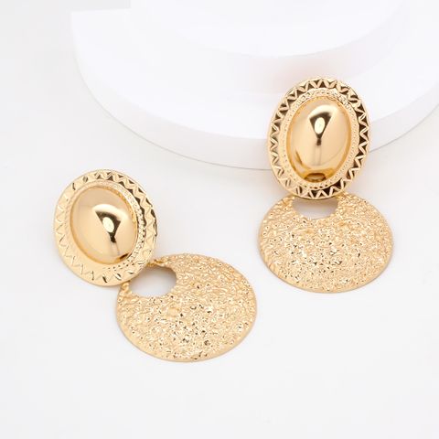 1 Pair Retro Oversized Commute Round Plating Iron Gold Plated Drop Earrings