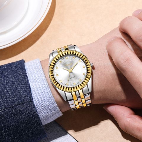 British Style Room Gold Steel Belt Men&#39;s Watch Fashion Simple Quartz Business Watch Nihaojewelry Wholesale