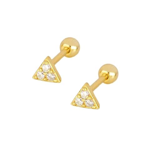 New Triangle Diamond-studded Screw Earrings Threaded Buckle Personality Simple Geometric Earrings