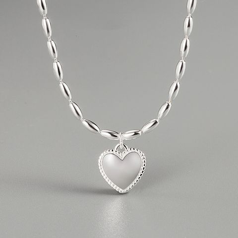 Korea's 925 Sterling Silver Heart Necklace Simple Clavicle Chain
