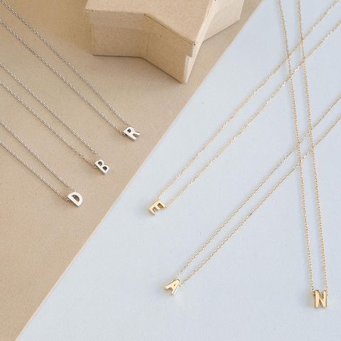 New Simple Letter Polished Electroplating Pendant Alloy Necklace