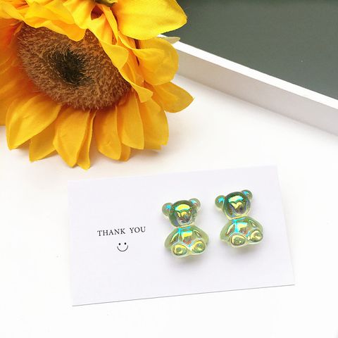 Vintage New Mini Colorful Candy-colored Bear Stud Earrings Wholesale