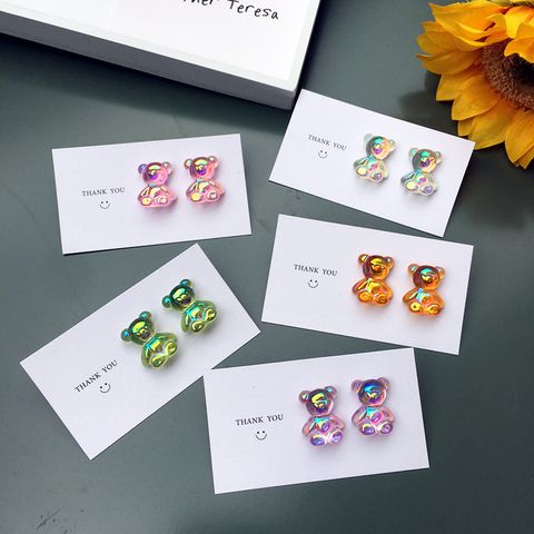 Vintage New Mini Colorful Candy-colored Bear Stud Earrings Wholesale