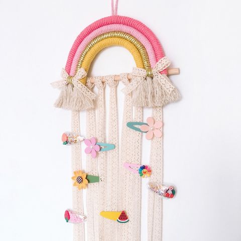 Nordic Style Braided Rainbow Children's Room Hair Accessories Storage Wall Hanging Decoration