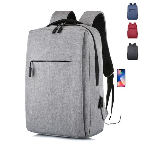 Business Solid Color Square Zipper Functional Backpack