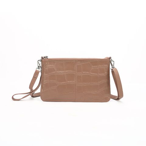 New Leather Ultra-thin Zipper Lychee Pattern European And American One-shoulder Messenger Bag Envelope Bag