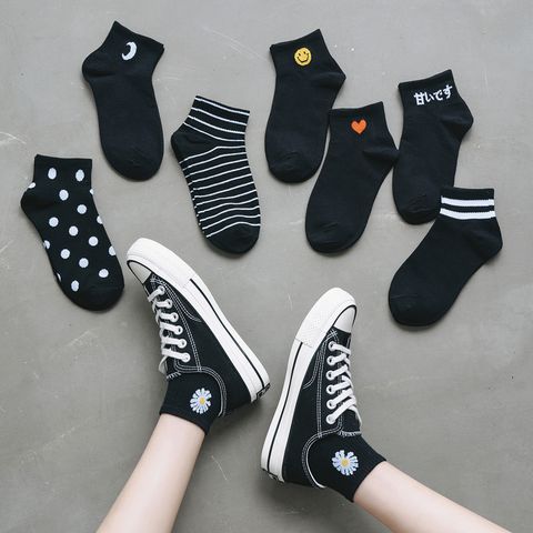 Black Socks Women's Tube Socks Summer Thin Korean Cute Heart Socks Wholesale