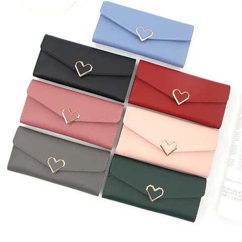 Women's Heart Shape Pu Leather Lock Clasp Wallets