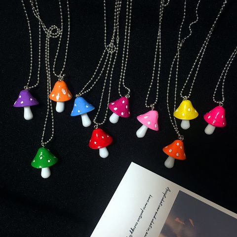 Creative Colorful Mushroom Necklace Hip-hop Resin Sweater Chain