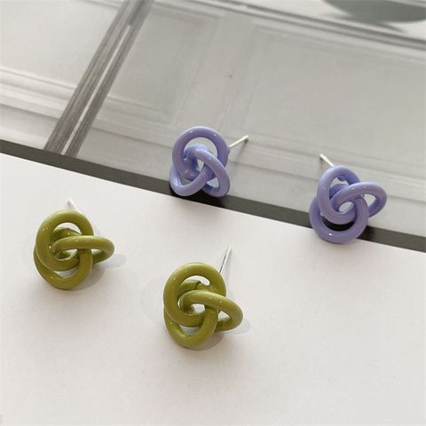 Korean Simple Periwinkle Blue 925 Silver Needle Wrapped Small Earrings All-match Temperament Earrings Girl Earrings Earrings