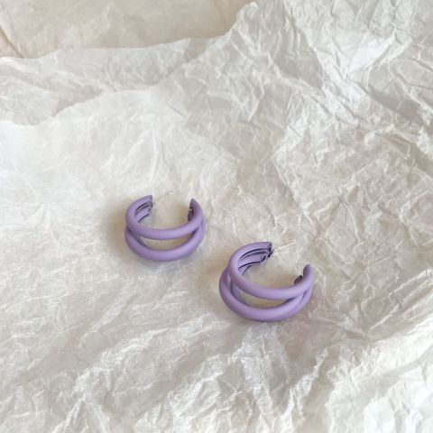 New Purple Multi-layer Circle Earrings