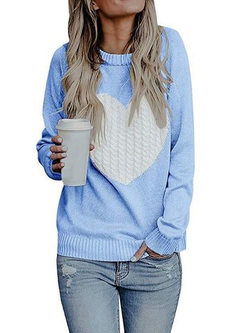 Women's Sweater Long Sleeve Sweaters & Cardigans Hollow Out Fashion Heart Shape