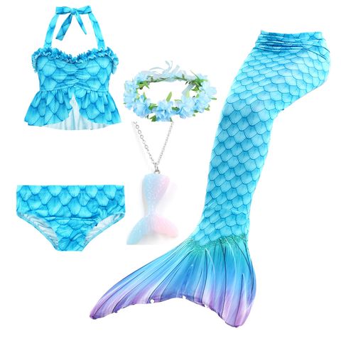Girls' Mermaid Swimsuit Split New Girls' Fish Tail Swimsuit Children's Bikini Three-piece Suit