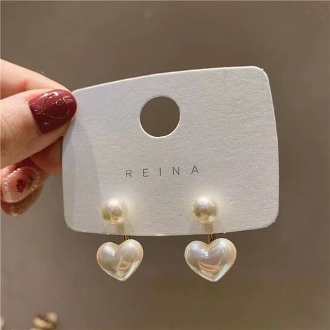 1 Pair Sweet Heart Shape Alloy Plating Artificial Pearls Women's Earrings