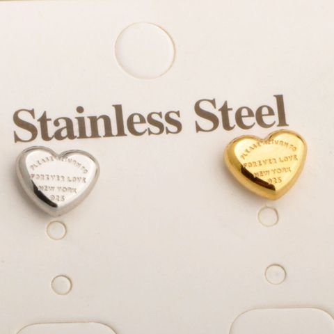 1 Pair Retro Heart Shape Titanium Steel 18K Gold Plated Ear Studs