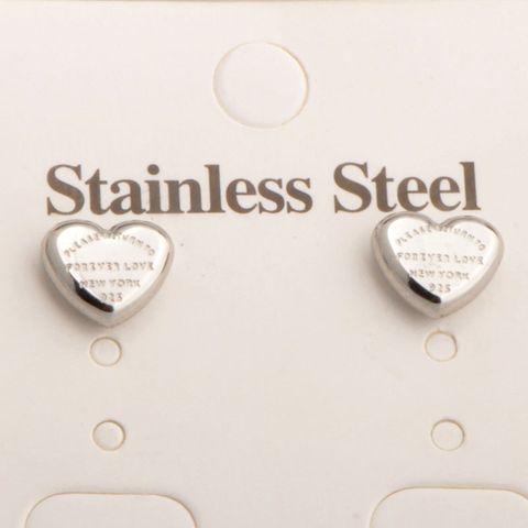 1 Pair Retro Heart Shape Titanium Steel 18K Gold Plated Ear Studs
